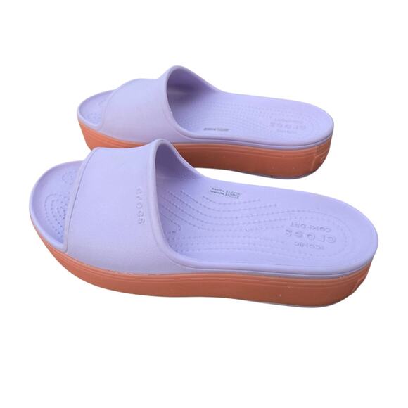Crocs Crocband Womens Size 9 Platform 205631 Slides Sandals Lavender Slip On - Picture 2 of 11